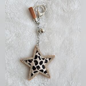 Leopard Print Star Keychain with Tassel